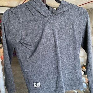 Celestial Bodiez quartet sleeve workout fitted hoodie. Dark grey. Size small